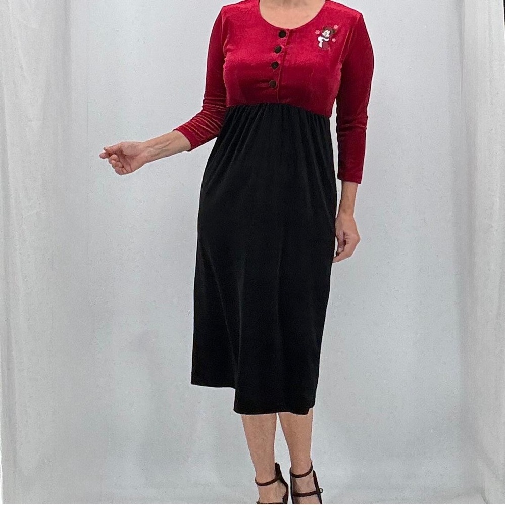 Walt Disney World Vintage 90’s Minnie Mouse Velvet Pin Up Girl Rockabilly Dress - Picture 5 of 16